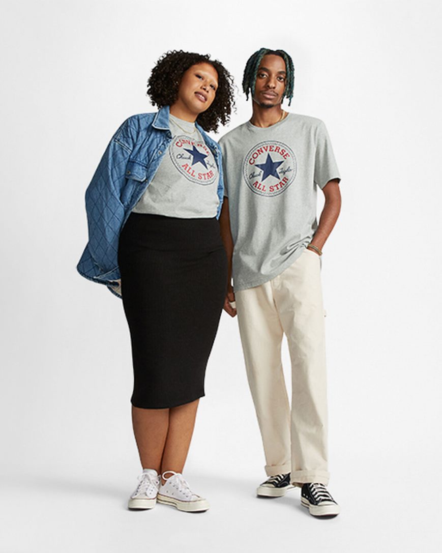 Women's Converse Go-To All Star Patch Standard Fit T-Shirts Grey | AU 4C019Z